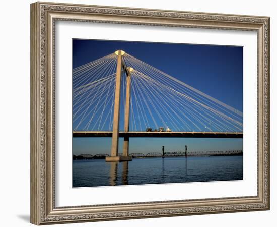 Cable Bridge, Tricities area of Richland, Pasco and Kennewick, Washington-Brent Bergherm-Framed Photographic Print