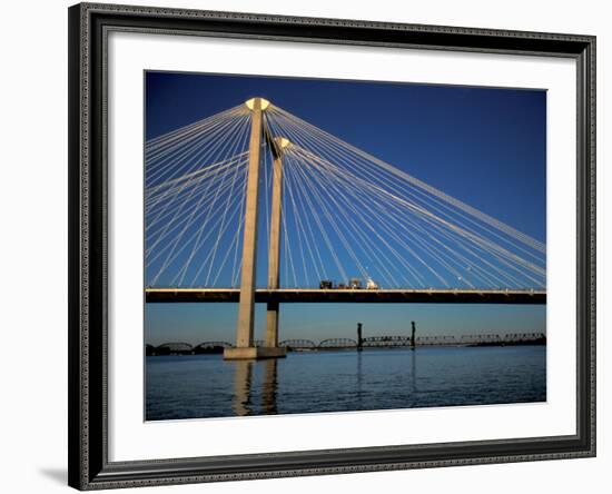 Cable Bridge, Tricities area of Richland, Pasco and Kennewick, Washington-Brent Bergherm-Framed Photographic Print