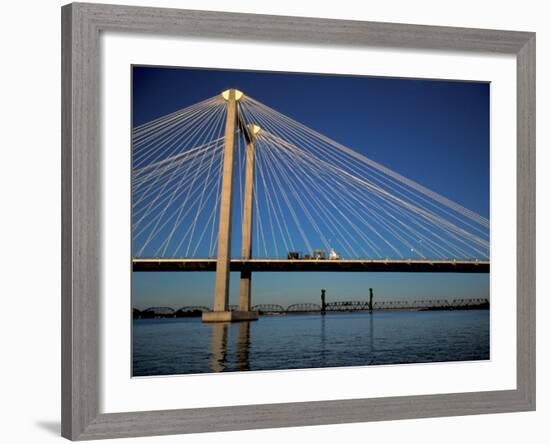 Cable Bridge, Tricities area of Richland, Pasco and Kennewick, Washington-Brent Bergherm-Framed Photographic Print