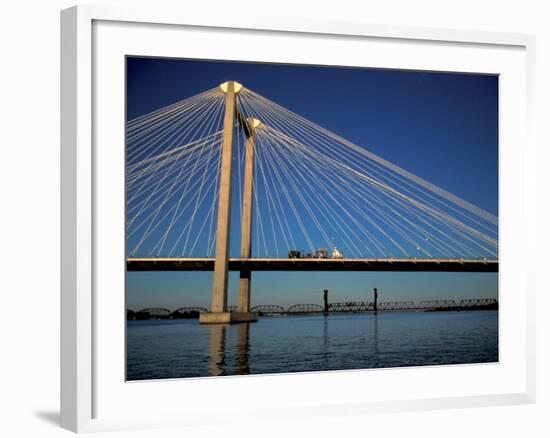 Cable Bridge, Tricities area of Richland, Pasco and Kennewick, Washington-Brent Bergherm-Framed Photographic Print