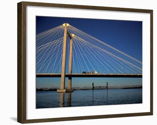 Cable Bridge, Tricities area of Richland, Pasco and Kennewick, Washington-Brent Bergherm-Framed Photographic Print