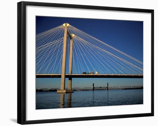 Cable Bridge, Tricities area of Richland, Pasco and Kennewick, Washington-Brent Bergherm-Framed Photographic Print