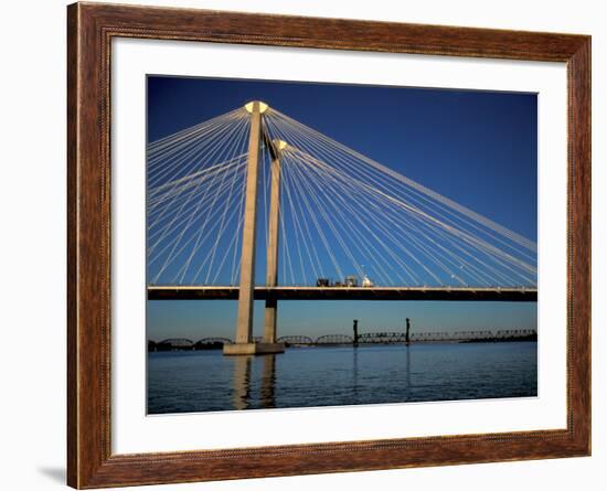 Cable Bridge, Tricities area of Richland, Pasco and Kennewick, Washington-Brent Bergherm-Framed Photographic Print