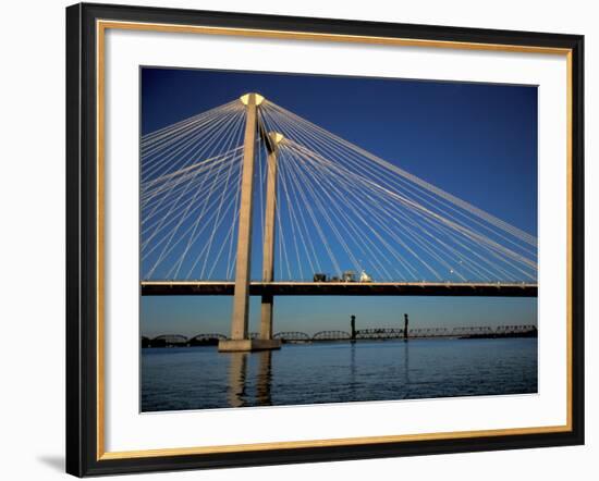 Cable Bridge, Tricities area of Richland, Pasco and Kennewick, Washington-Brent Bergherm-Framed Photographic Print