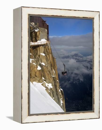 Cable Car Approaching Aiguille Du Midi Summit, Chamonix-Mont-Blanc, French Alps, France, Europe-Richardson Peter-Framed Premier Image Canvas