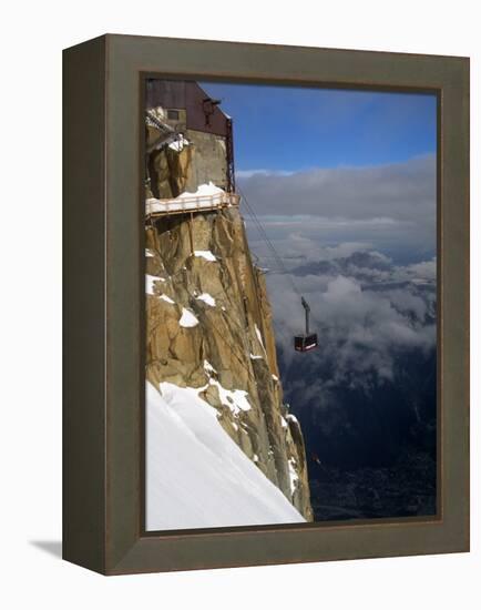 Cable Car Approaching Aiguille Du Midi Summit, Chamonix-Mont-Blanc, French Alps, France, Europe-Richardson Peter-Framed Premier Image Canvas