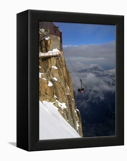 Cable Car Approaching Aiguille Du Midi Summit, Chamonix-Mont-Blanc, French Alps, France, Europe-Richardson Peter-Framed Premier Image Canvas