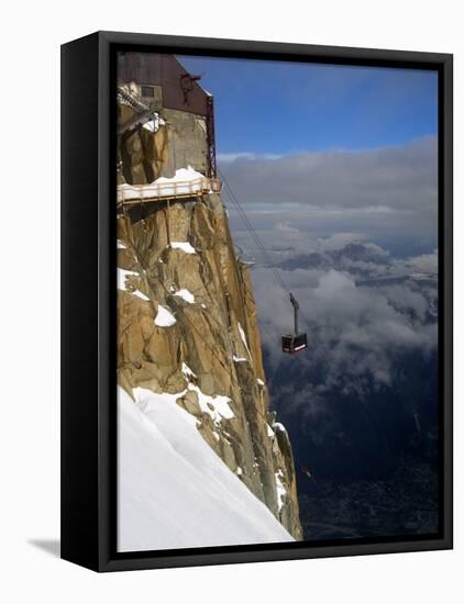 Cable Car Approaching Aiguille Du Midi Summit, Chamonix-Mont-Blanc, French Alps, France, Europe-Richardson Peter-Framed Premier Image Canvas