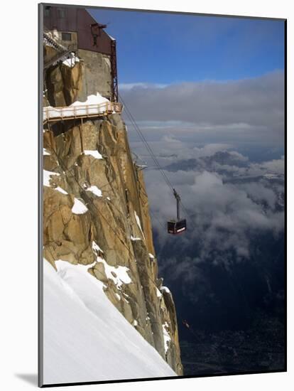 Cable Car Approaching Aiguille Du Midi Summit, Chamonix-Mont-Blanc, French Alps, France, Europe-Richardson Peter-Mounted Photographic Print