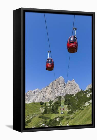 Cable Car Frara, in the Valley Kolfuschg, 'Puezgruppe' (Mountains) Behind, Dolomites, South Tyrol-Gerhard Wild-Framed Premier Image Canvas