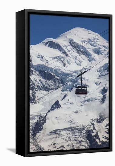 Cable Car in Front of Mt. Blanc from Mt. Brevent, Chamonix, Haute Savoie, Rhone Alpes, France-Jon Arnold-Framed Premier Image Canvas