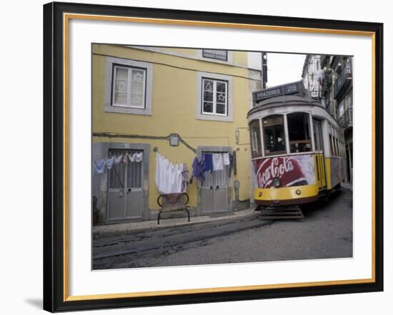 Cable Car in Narrow Streets, Lisbon, Portugal-Michele Molinari-Framed Photographic Print