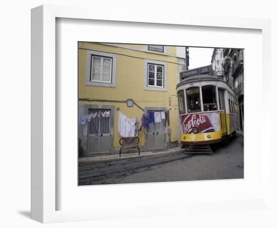 Cable Car in Narrow Streets, Lisbon, Portugal-Michele Molinari-Framed Photographic Print