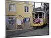 Cable Car in Narrow Streets, Lisbon, Portugal-Michele Molinari-Mounted Photographic Print