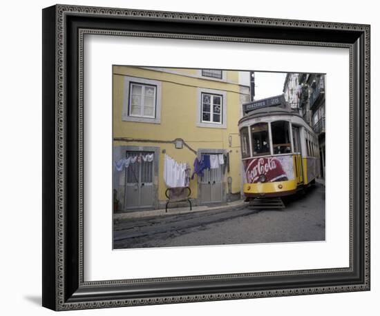 Cable Car in Narrow Streets, Lisbon, Portugal-Michele Molinari-Framed Photographic Print