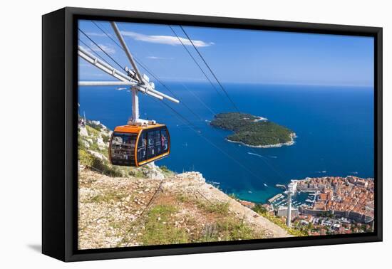 Cable car, Lokrum Island and Dubrovnik Old Town view, Dubrovnik, Dalmatian Coast, Croatia, Europe-Neale Clark-Framed Premier Image Canvas