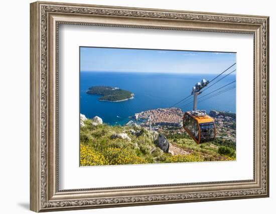 Cable car, Lokrum Island and Dubrovnik Old Town view, Dubrovnik, Dalmatian Coast, Croatia, Europe-Neale Clark-Framed Photographic Print