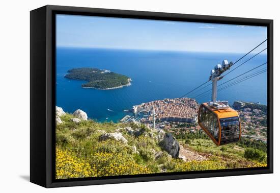 Cable car, Lokrum Island and Dubrovnik Old Town view, Dubrovnik, Dalmatian Coast, Croatia, Europe-Neale Clark-Framed Premier Image Canvas