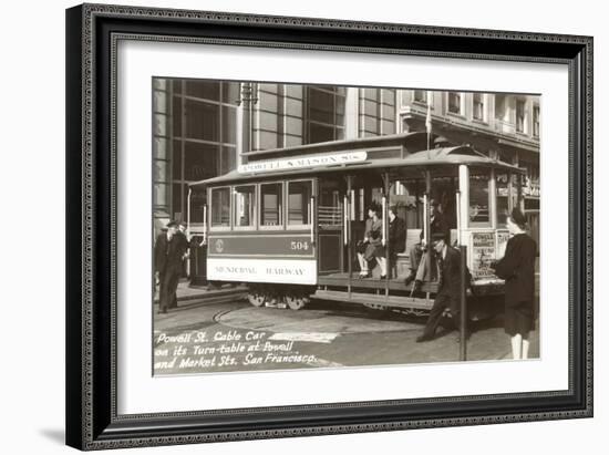 Cable Car on Turn Table, San Francisco, California-null-Framed Art Print