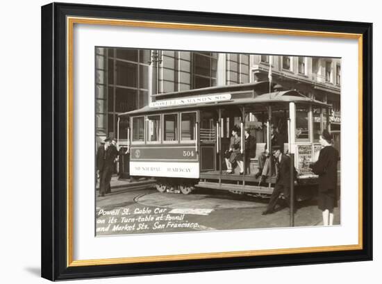 Cable Car on Turn Table, San Francisco, California-null-Framed Art Print