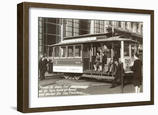 Cable Car on Turn Table, San Francisco, California-null-Framed Premium Giclee Print