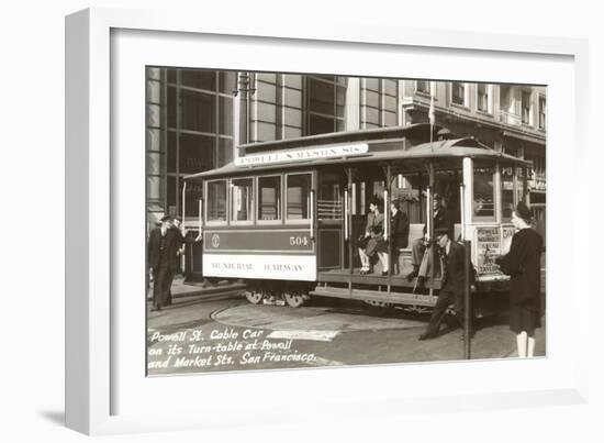 Cable Car on Turn Table, San Francisco, California-null-Framed Premium Giclee Print