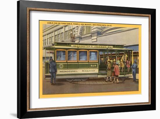 Cable Car on Turntable, San Francisco, California-null-Framed Art Print
