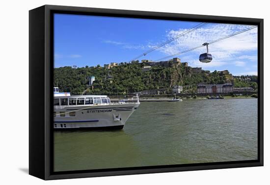 Cable Car to Fortress Ehrenbreitstein on Rhine River, Koblenz, Rhineland-Palatinate, Germany, Europ-Hans-Peter Merten-Framed Premier Image Canvas