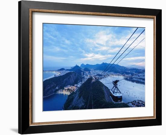 Cable Car to Sugarloaf Mountain at twilight, Rio de Janeiro, Brazil, South America-Karol Kozlowski-Framed Photographic Print