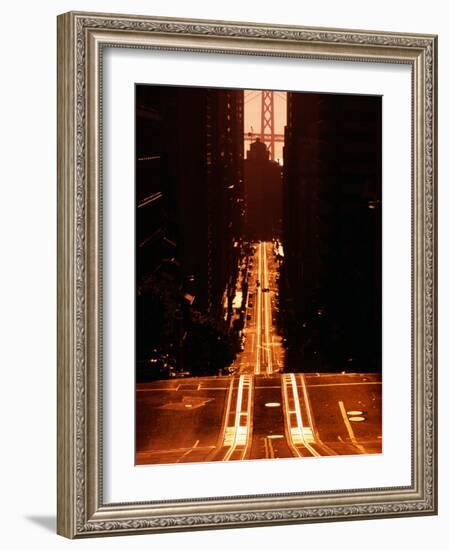 Cable Car Tracks on California Street, San Francisco, U.S.A.-Thomas Winz-Framed Photographic Print