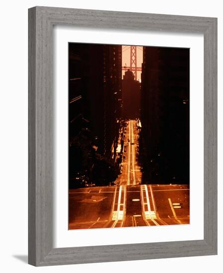 Cable Car Tracks on California Street, San Francisco, U.S.A.-Thomas Winz-Framed Photographic Print