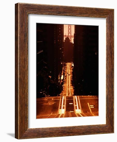 Cable Car Tracks on California Street, San Francisco, U.S.A.-Thomas Winz-Framed Photographic Print