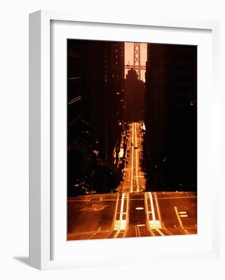 Cable Car Tracks on California Street, San Francisco, U.S.A.-Thomas Winz-Framed Photographic Print