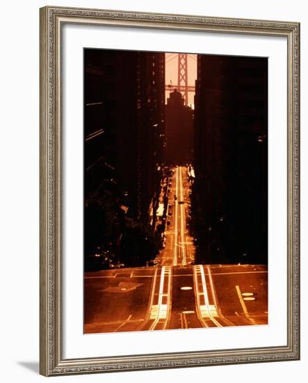 Cable Car Tracks on California Street, San Francisco, U.S.A.-Thomas Winz-Framed Photographic Print