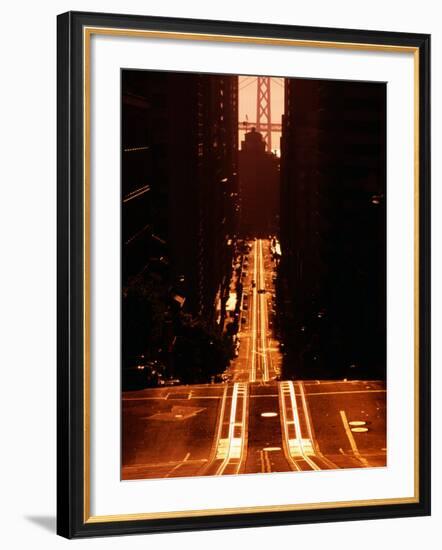 Cable Car Tracks on California Street, San Francisco, U.S.A.-Thomas Winz-Framed Photographic Print