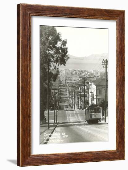 Cable Cars, Fillmore Street, San Francisco, California-null-Framed Art Print