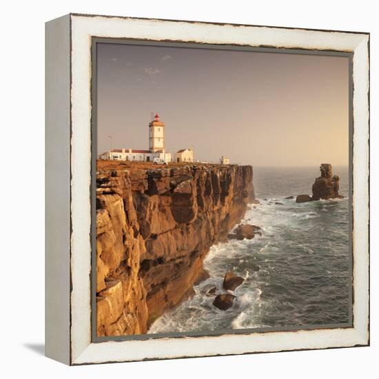 Cabo Carvoeiro lighthouse, Costa da Prata, Silver Coast, Peniche, Atlantic Ocean, Portugal, Europe-Markus Lange-Framed Premier Image Canvas