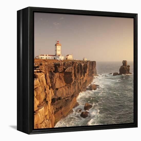 Cabo Carvoeiro lighthouse, Costa da Prata, Silver Coast, Peniche, Atlantic Ocean, Portugal, Europe-Markus Lange-Framed Premier Image Canvas