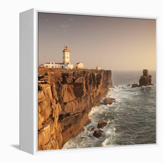 Cabo Carvoeiro lighthouse, Costa da Prata, Silver Coast, Peniche, Atlantic Ocean, Portugal, Europe-Markus Lange-Framed Premier Image Canvas