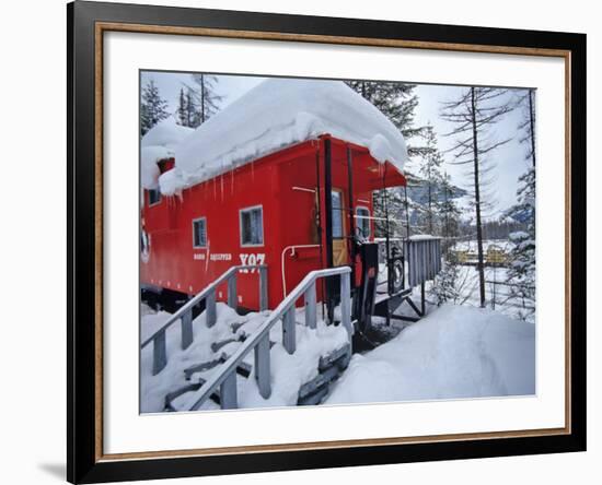 Caboose Lodging at Izaak Walton Lodge, Essex, Montana, USA-Chuck Haney-Framed Photographic Print