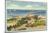 Cabrillo Beach and US Warships Inside the Breakwater, San Pedro, California-null-Mounted Art Print