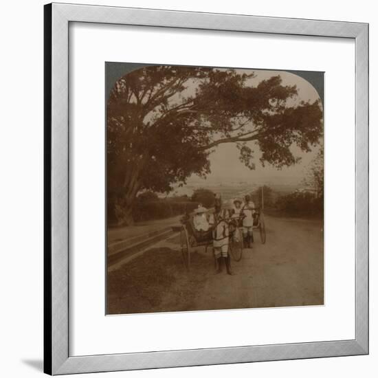 Cabs drawn by natives on a residence road, Durban, S. Africa', c1900-Unknown-Framed Photographic Print