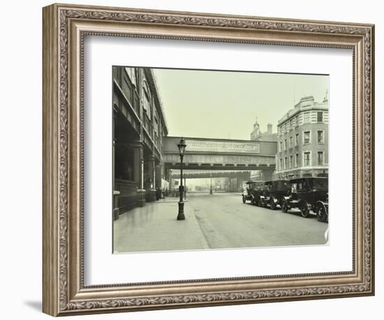 Cabs Waiting Outside Waterloo Station, Lambeth, London, 1930-null-Framed Photographic Print