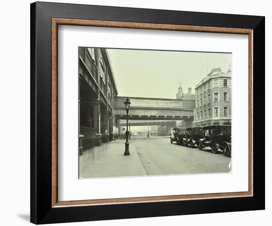 Cabs Waiting Outside Waterloo Station, Lambeth, London, 1930-null-Framed Photographic Print