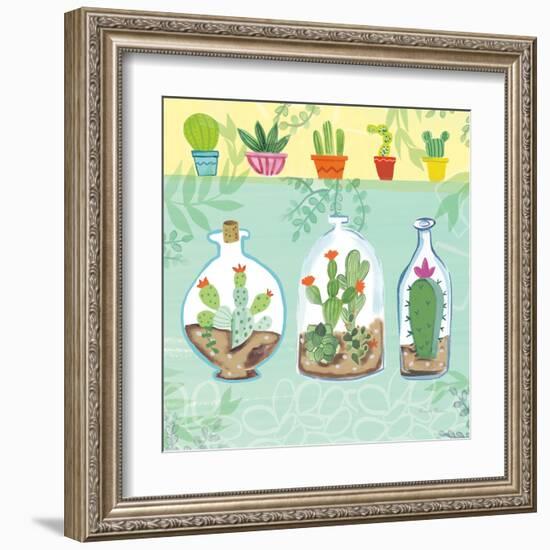 Cacti Garden I no Birds and Butterflies-Farida Zaman-Framed Art Print