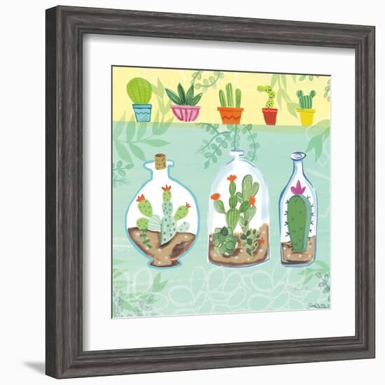 Cacti Garden I no Birds and Butterflies-Farida Zaman-Framed Art Print