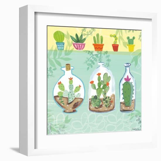 Cacti Garden I no Birds and Butterflies-Farida Zaman-Framed Art Print