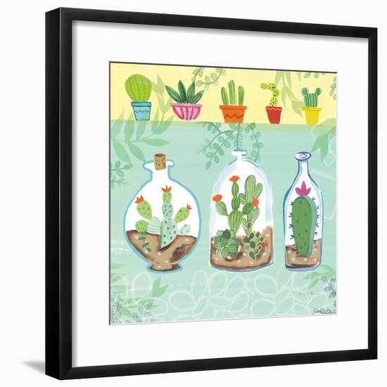 Cacti Garden I no Birds and Butterflies-Farida Zaman-Framed Art Print