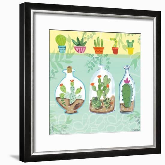 Cacti Garden I no Birds and Butterflies-Farida Zaman-Framed Art Print