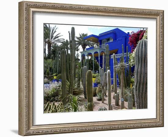 Cacti in the Majorelle Garden, Restored by the Couturier Yves Saint-Laurent, Marrakesh, Morocco-De Mann Jean-Pierre-Framed Photographic Print